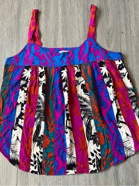 Rose & Olive Boho Pink Blue Floral Stripe Tank